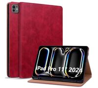 Cicili Funda para iPad Pro 11 Pulgadas M4 2024 5a Generación A2836 A2837 A3006 Carcasa para Tableta con Soporte Fnción y Auto Sueño/Estela Flip Cover Protectora de Cuero de PU,Rojo