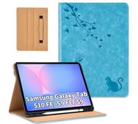 Cicili Funda para Samsung Galaxy Tab S10 Lite/S10 FE/ S9 FE 10.9" /S9 11 pulgadas, Flip Case Cover SM-X520/ X510/ X710 con relieve de mariposas y gatos funda de piel sintética - azul claro