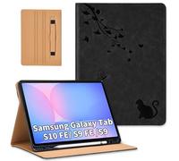 Cicili Funda para Samsung Galaxy Tab S10 Lite/S10 FE / S9 FE 10.9" /S9 11 pulgadas, Flip Case Cover SM-X520/ X510/ X710 con estampado de mariposas y gatos - Negro