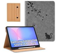 Cicili Funda para Samsung Galaxy Tab S10 Lite/S10 FE/ S9 FE 10.9" /S9 11 pulgadas, Flip Case Cover SM-X520/ X510/ X710 con relieve de mariposas y gatos Funda de piel sintética - Gris