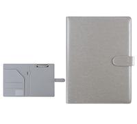 Cicilin Carpeta de archivos A4 con portapapeles de piel sintética para curriculum vitae de almacenamiento, organizador (gris)