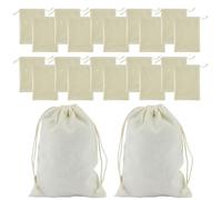 ciciment Paquete de 20 bolsas de algodón con cordón, bolsas reutilizables para envolver regalos, manualidades, recuerdos de boda, preparación de té y almacenamiento de cocina, White, 15*20CM, moda