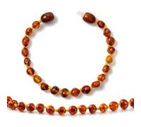 Cici's Story - Pulsera/tobillera de ámbar báltico(Unisexo)(Cognac) - 20cm long - Hecho a mano, probado en laboratorio, auténtico ámbar