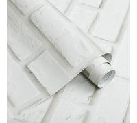 CiCiwind Papel Pintado Autoadhesivo Blanco con Aspecto de Piedra 41×300CM Impermeable Lámina Adhesiva para Muebles Papel Pintado 3D Autoadhesivo para Ladrillos Vinilo Lámina Adhesiva para Salón