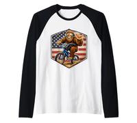 Ciclista de BMX Sasquatch Bigfoot Shaka American Patriot USA Camiseta Manga Raglan
