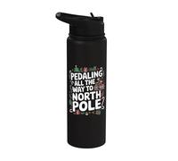 Ciclista de Navidad - Pedaleando todo el camino hacia el Polo Norte Stainless Steel Insulated Water Bottle