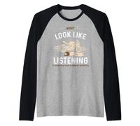 Ciclista: Might Look Like I'm Listening To Yo... Motocicleta Camiseta Manga Raglan