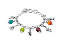 Ciclon1998 - pulseras musica multicolor - cadena con charm de motivos musicales - bañado en plata de ley - cadena eslabon ovalado - joya artesanal - ideal para regalo - coleccion Jobs - 182177