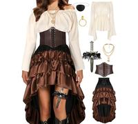 CICOCI Disfraz de pirata para mujer, corsé renacentista, falda steampunk, accesorios de pirata, trajes completos