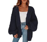 Cicy Bell Cardigans para mujer Cardigan Sueltos Mangas Farol Suéter Elegante de Gran Tamaño, azul marino, M