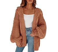 Cicy Bell Cardigans para mujer Cardigan Sueltos Mangas Farol Suéter Elegante de Gran Tamaño, caqui, M