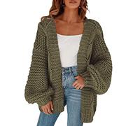 Cicy Bell Cardigans para mujer Cardigan Sueltos Mangas Farol Suéter Elegante de Gran Tamaño, Verde militar., XL