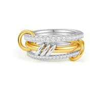Cicy Bell Juego de anillos apilables para mujer, chapados en oro de 18 quilates, dos tonos, con circonitas cúbicas de varios niveles, metales mixtos, 6, Latón chapado en oro de 18 quilates, circonita