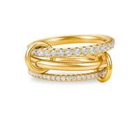 Cicy Bell Juego de anillos apilables para mujer, chapados en oro de 18 quilates, dos tonos, con circonitas cúbicas de varios niveles, metales mixtos, 7, Latón chapado en oro de 18 quilates, circonita
