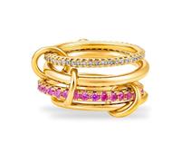 Cicy Bell Juego de anillos apilables para mujer, chapados en oro de 18 quilates, dos tonos, con circonitas cúbicas de varios niveles, metales mixtos, 8, Latón chapado en oro de 18 quilates, circonita