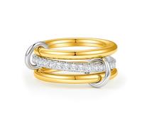 Cicy Bell Juego de anillos apilables para mujer, chapados en oro de 18 quilates, dos tonos, con circonitas cúbicas de varios niveles, metales mixtos, 8, Latón chapado en oro de 18 quilates, circonita