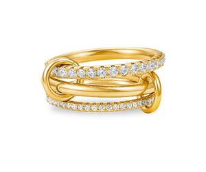 Cicy Bell Juego de anillos apilables para mujer, chapados en oro de 18 quilates, dos tonos, con circonitas cúbicas de varios niveles, metales mixtos, 7, Latón chapado en oro de 18 quilates, circonita