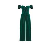 CIDER Mono de terciopelo con hombros descubiertos para mujer, Verde oscuro, XXS