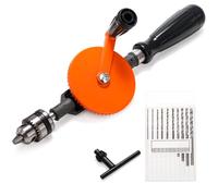 Cididu Taladro manual de 1/4 pulgadas de capacidad, juego de taladro manual rápido con 10 brocas, taladro de mano pequeño con portabrocas de precisión para madera, plástico, fabricación de modelos y