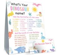 Cidobi What Your Dinosaur Name, juego de fiesta de cumpleaños, 1 juego de nombres de dinosaurio, letrero de doble cara, 30 calcomanías de nombre, fiesta de cumpleaños, vacaciones, suministros de