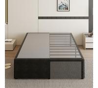 Cieemine Marco de cama California King de 18 pulgadas con funda de cama negra, marco de cama de metal Cal King no necesita somier, base de colchón resistente, fácil montaje, sin ruido