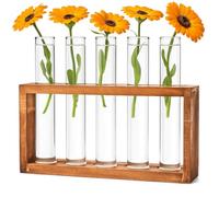 Cieex Jarrones Decorativos Modernos Jarron con Soporte de Madera Decoracion Hogar para Mesa Hogar Oficina Salón Cocina