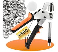 Cieex Juego de Remachadora y Ojales Metalicos - Kit Completo con 500 Ojales de Acero Inoxidable, Herramienta Profesional para Lona, Cuero, PVC y Más