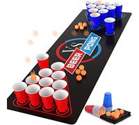 Cieex Juegos de Beber, Beer Pong Kit Incluye Alfombra de Juego Beer-Pong, Bolas, Paquete Completo Beer Pong Juego de Bebida Divertido para Adultos para Festivales de Fiesta Torneos BBQ