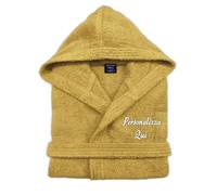 Cieffepi Home Collections Solo Mio Albornoz personalizado de esponja suave hidrofílica de algodón puro, amarillo, L
