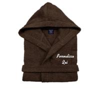 Cieffepi Home Collections Solo Mio Basic - Albornoz personalizado con capucha de suave rizo hidrófilo de puro algodón, marrón, XXL
