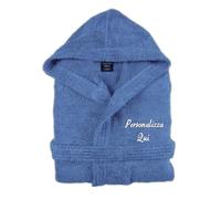 Cieffepi Home Collections Solo Mio Basic Albornoz Personalizado con Capucha en Suave Spugna Hidrófila 100% Algodón Puro, azul celeste, M