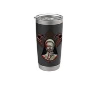 Ciega Monja Fe Demonio Gótico Horror Oculto Silencio Oscuro Arte Vaso térmico de acero inoxidable de doble pared