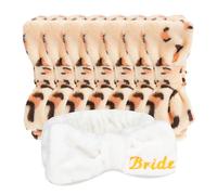 CIEHER Diademas de spa para despedida de soltera, 8 diademas de spa con estampado de leopardo para novia, dama de honor, regalos de despedida de soltera para novia, cuidado de la piel, maquillaje,