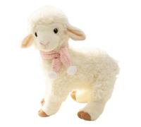 Cieirye Oveja de Peluche Linda Oveja rellena de pie con decoración de Lazo y Babero, Animal de Peluche de Cordero Mullido para niños niñas 26 cm