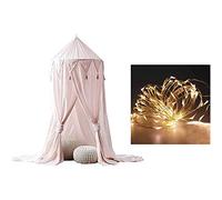 Ciel de lit équipé d’une guirlande lumineuse, moustiquaire, tente de jeu en forme de dôme, décoration pour chambre d’enfant