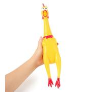 Cielasis Pollo de goma grande de 15 pulgadas, juguetes de pollo gritando para perros, pollo de goma amarillo, juguetes de pollo chirriantes, fiestas de ruido de broma, bromas, bromas prácticas