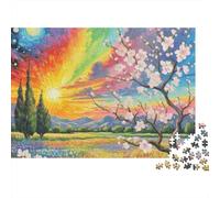 Cielo Arco Iris Puzzle de 1000 Piezas Papel Puzzle para Adultos Árbol Florido Set de Puzzle 1000 Piezas Decoración Relajante 38x26cm/1000pcs