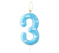 Cielo azul 3º cumpleaños velas,nubes blancas número 3 vela para pastel,decoraciones de 3º cumpleaños para niños y niñas,decoraciones juguete temáticas fiesta de historia pastel de granja para