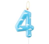 Cielo azul 4º cumpleaños velas,nubes blancas número 4 vela para pastel,decoraciones de 4º cumpleaños para niños y niñas,decoraciones juguete temáticas fiesta de historia pastel de granja para