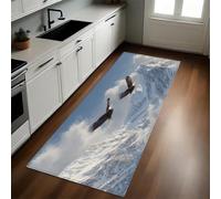 Cielo Azul Alfombra de Cocina 60 x 180 cm Águila Calva de Las montañas Nevadas Antideslizante y Lavable, Camino Multiusos Resistente al Desgaste, Antimanchas, Ideal para Bajo Fregadero y Fogones