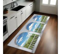 Cielo Azul Alfombra de Cocina 60 x 180 cm Arco arquitectónico Antideslizante y Lavable, Camino Multiusos Resistente al Desgaste, Antimanchas, Ideal para Bajo Fregadero y Fogones