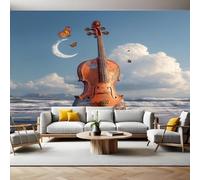 Cielo Azul Murales Decorativos Pared instrumento musical violín Papel Pintado 450x315 cm Póster Gigante de Pared Tejido no Tejido Papel de Parede Panorámico Dormitorios Salón Hotel Fondo de TV