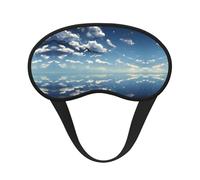 Cielo azul y nubes blancas. Es una máscara de ojos con borde negro. La máscara de ojos suave puede mejorar la calidad del sueño y es adecuada para interiores, exteriores y viajes.