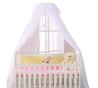 Cielo de cama con soporte de mosquitero para cuna, protector de cama contra insectos arañas, mosquitos, decoración de cuna, blanco con poste blanco;