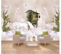 Cielo De Ensueño Nubes Blancas Caballo Columna Romana 3D Papel Pintado Pared Fácil Instalación Oficina Sala Estar Sofá Dormitorio TV Fondos Decoración-430cm×300cm