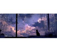 Cielo Estrellado 5D Diamond Painting, Gato Diamond Painting Adultos, DIY Cuadro Diamante Accesorios, 5D Dibujos con Diamantes Art Kit Manualidades Adultos, Primavera Decoracion, 200x100cm L-1718