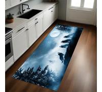 Cielo Estrellado Alfombra de Pasillo Antideslizante Manada de Lobos Animales 60 x 180 cm Anti-Suciedad, Absorbente, Moderna y Fácil de Limpiar para Cocina y Salón