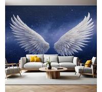Cielo Estrellado Azul Papel Pintado Fotografía Alas de ángel Fotomurales Decorativos Pared 300x210 cm Sofá Fondo Pared Pintado Papel Tapiz TV Dormitorio Fotomural Sala Mural