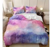 Cielo Estrellado de Acuarela de EnsueñO Juego de Cama Individual Cama 80/90 cm, para Adultos y Niños, Vistoso Juego de Funda de EdredóN con Cremallera y 2 Funda de Almohada 3 Piezas 135x200 cm