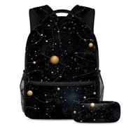Cielo estrellado eleva tu experiencia escolar, toma esta mochila con estuche para lápices para niños, niñas, adolescentes, Multicolor#02, B:29.4x20x40cm P:19x7.5x3.8cm